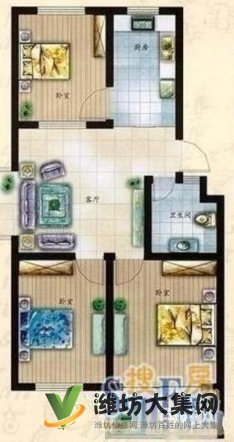 華都花園萬達(dá)近多層2樓精裝三室?guī)У叵率壹促I即賺