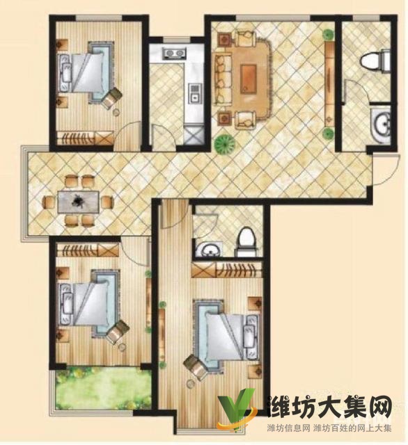 奧體八九近渤景灣大三室兩廳，毛坯新房117平婚房急