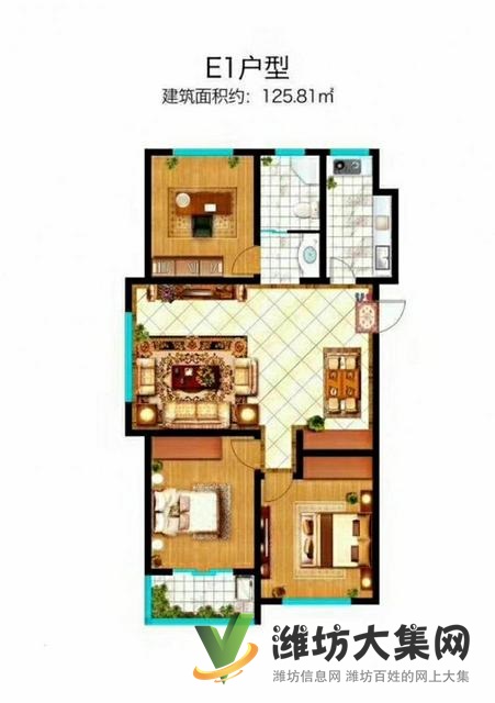 濰城區政府近 凡爾賽麗都 朝陽大客廳 68萬一套