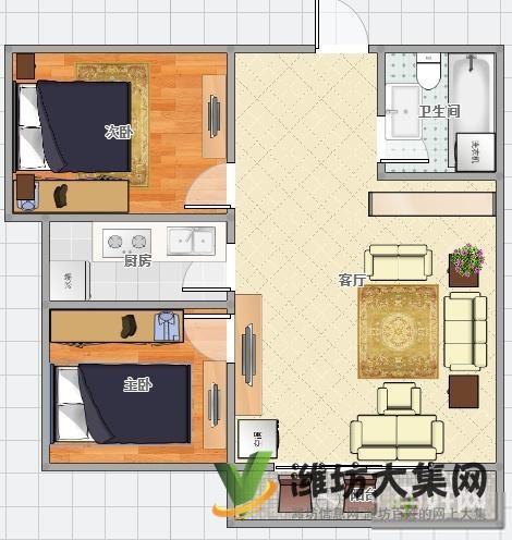 虞河生活城近 81平方客廳朝陽金鼎華府精裝兩室 帶