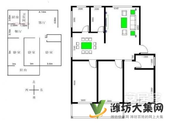 學(xué)府嘉苑, 高鐵北站近,多層三樓121平三臥朝陽精