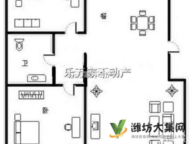 萬達濰坊中學(xué)近中央麗景精裝全齊兩室拎包入住可陪讀