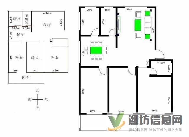 商業村近 多層一樓三室朝陽 單位房實際面積120平 急售可議